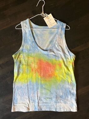 Ice- Dye Scoop Neck Tank Top - Multicolor